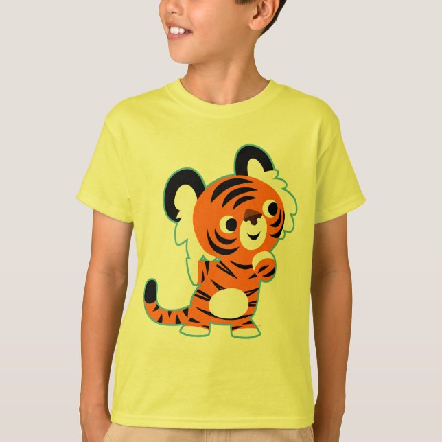 Cute Interested Cartoon Tiger Children T-Shirt (Front)