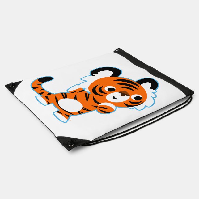 Cute Interested Cartoon Tiger Drawstring Backpack (Side)