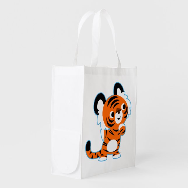 Cute Interested Cartoon Tiger Reusable Bag (Front Side)