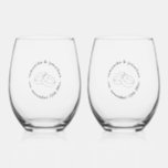 Cute Intertwined Wedding Rings - Custom Wedding Stemless Wine Glass