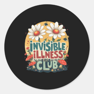 Cute Invisible Illness Social Club ,floral Hidden Classic Round Sticker