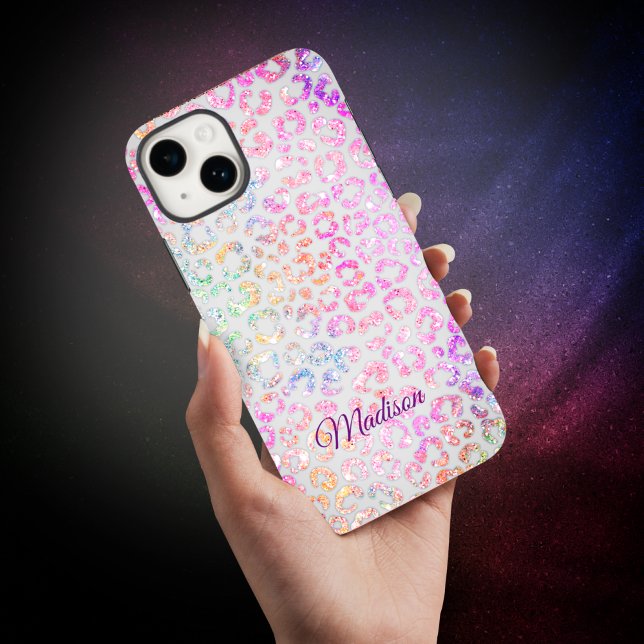 Cute iridescent Animal print glitter monogram Case (Creator Uploaded)