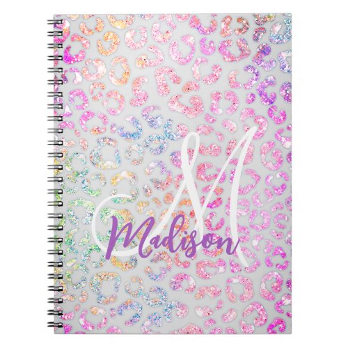 Cute iridescent Animal print glitter monogram Notebook