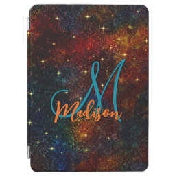 Cute iridescent colorful faux glitter monogram iPad air cover