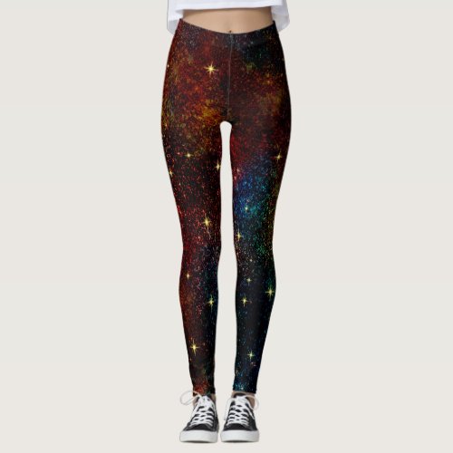 Cute iridescent colorful faux glitter monogram leggings