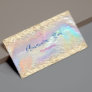 Cute iridescent faux gold glitter business card magnet