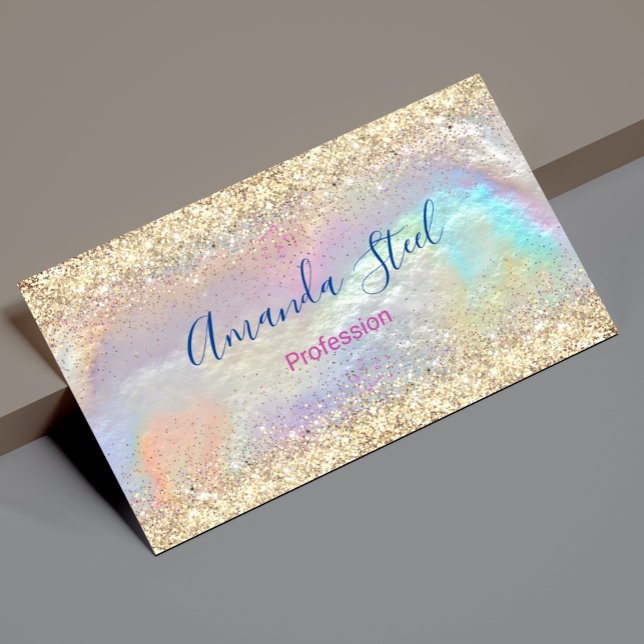 Cute iridescent faux gold glitter business card magnet (Creator Uploaded)