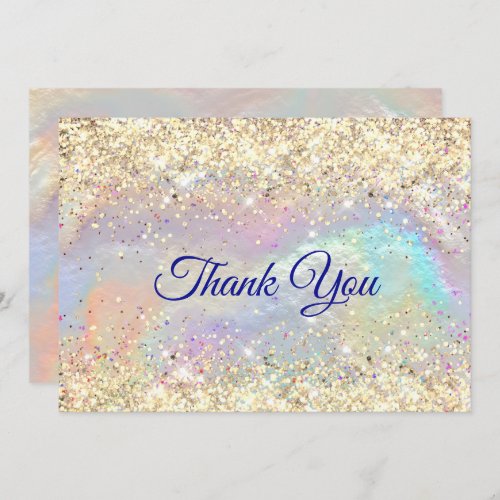 Cute iridescent faux gold glitter Christmas  Thank You Card