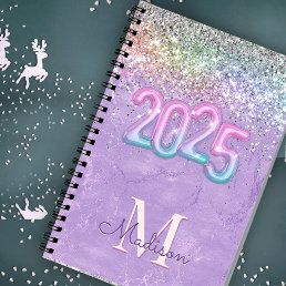 Cute iridescent lilac purple faux glitter 2025 notebook