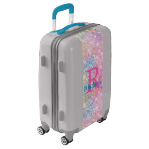 Pink Sparkle Glitter Hard Sided Kids Suitcase