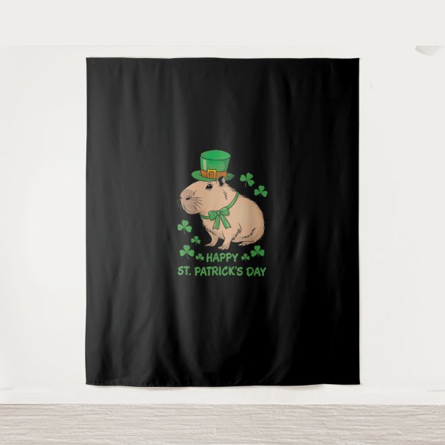 Cute Irish Capybara Leprechaun Happy St.Patrick's  Tapestry (Front)