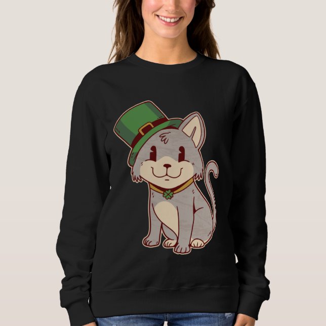 Cute Irish Cat with Top Hat  St Patricks Day Graph (Front)