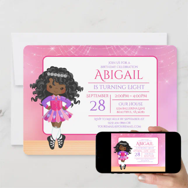 Cute Irish Dance Black Girl Soft Shoe Birthday Invitation Zazzle