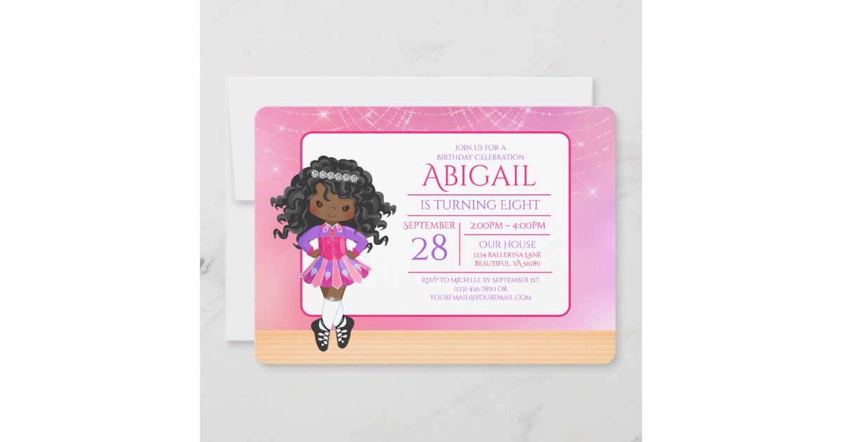 Cute Irish Dance Black Girl Soft Shoe Birthday Invitation Zazzle
