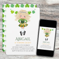 Cute Irish Dance Blond Girl Shamrocks Birthday