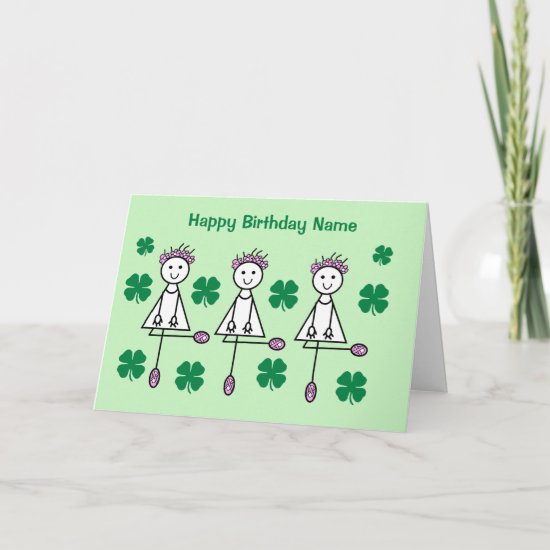 Cute Irish Dancing Girls Birthday Card