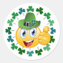 Cute Irish Emoji with Shamrock