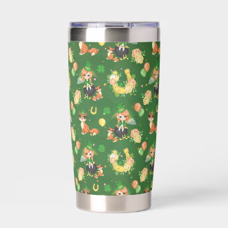 CUTE IRISH GIRL AND BOY WITH ADORABLE ORANGE CAT INSULATED TUMBLER