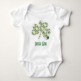 Cute Irish girl checkered Baby Bodysuit