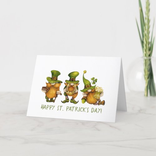 Cute Irish Gnomes Custom Happy St Patricks Day Holiday Card