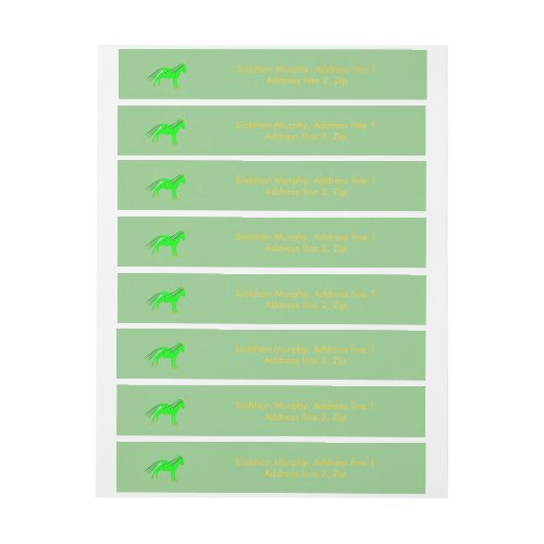 Cute Irish Green and Gold Unicorn Custom Wrap Around Address Label
