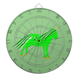 Cute Irish Green and Gold Unicorn Dart Board