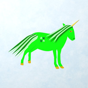 Cute Irish Green and Gold Unicorn Shaped Wall Decal