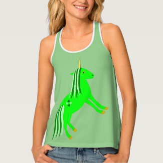 Cute Irish Green and Gold Unicorn Tank Top