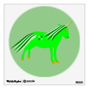 Cute Irish Green and Gold Unicorn Wall Decal