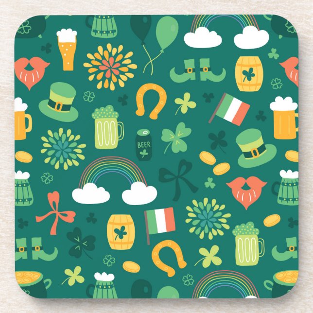Cute Irish Icon Pattern Beverage Coaster (Front)