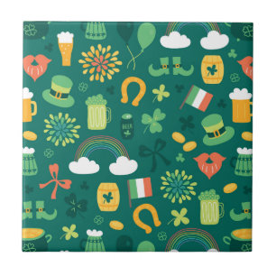 Cute Irish Icon Pattern Ceramic Tile