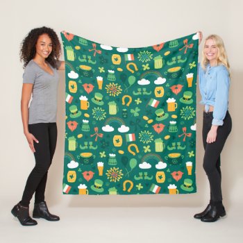Cute Irish Icon Pattern Fleece Blanket by adventurebeginsnow at Zazzle