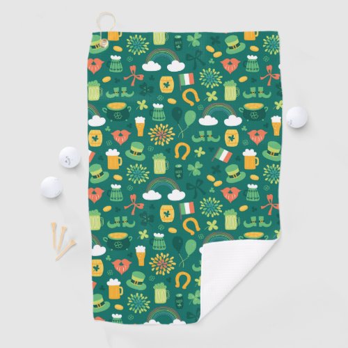 Cute Irish Icon Pattern Golf Towel