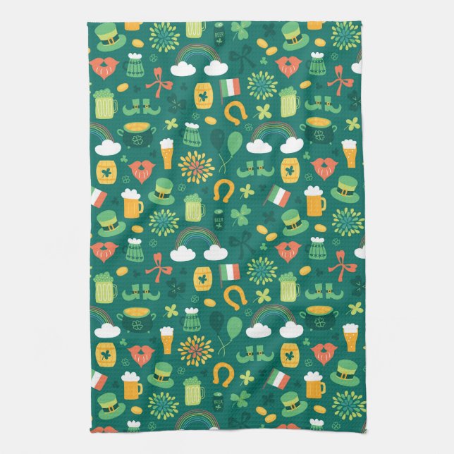 Cute Irish Icon Pattern Kitchen Towel (Vertical)