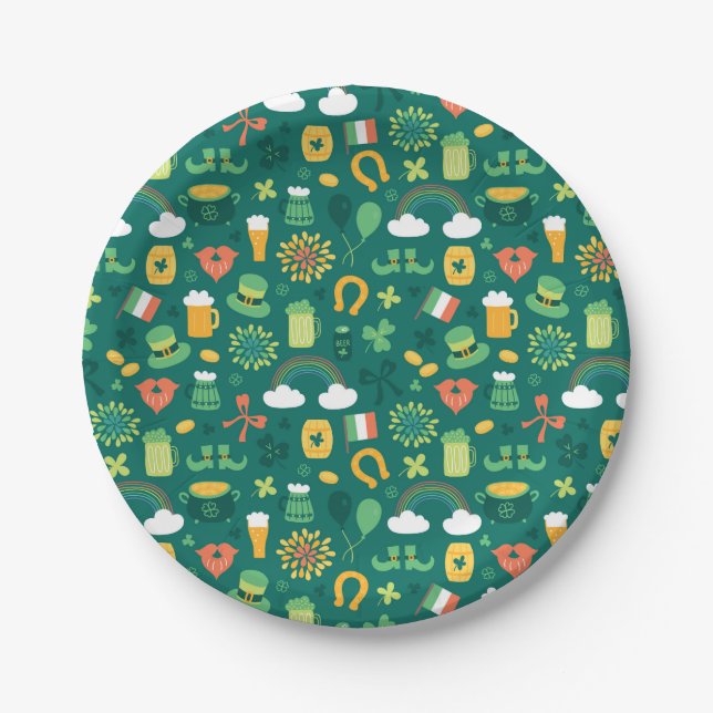 Cute Irish Icon Pattern Paper Plates (Front)
