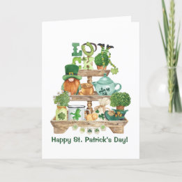 Cute Irish Knickknack Stand Happy St Patrick's Day Holiday Card