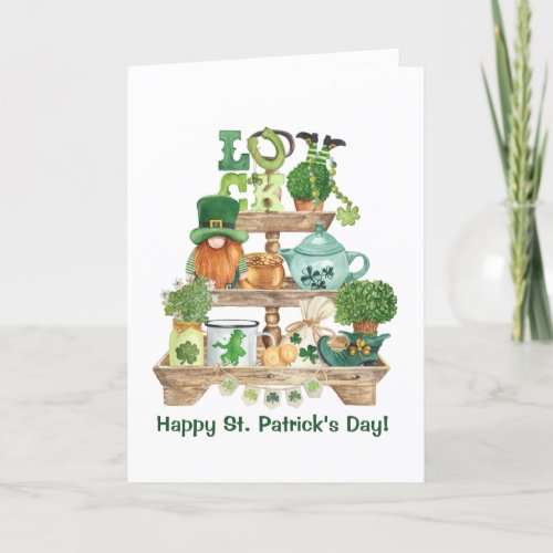 Cute Irish Knickknack Stand Happy St Patricks Day Holiday Card