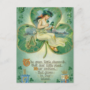 Cute Irish lady vintage Saint Patrick's Day Holiday Postcard
