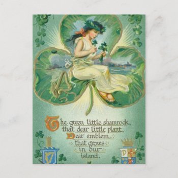 Cute Irish Lady Vintage Saint Patrick's Day Holiday Postcard by DoodlesHolidayGifts at Zazzle