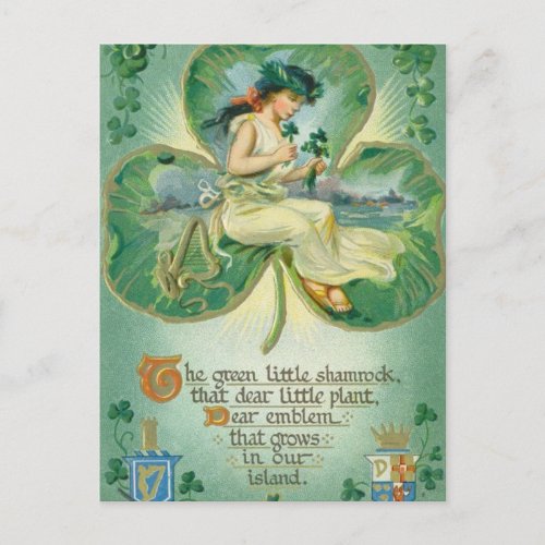 Cute Irish lady vintage Saint Patricks Day Holiday Postcard