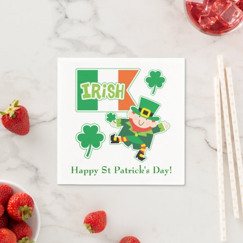 Cute Irish Leprechaun Paper Napkins