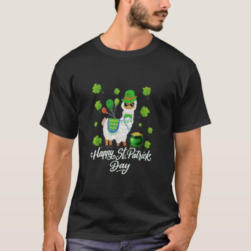 Cute Irish Llama Shamrock Happy St Patricks Day C T_Shirt