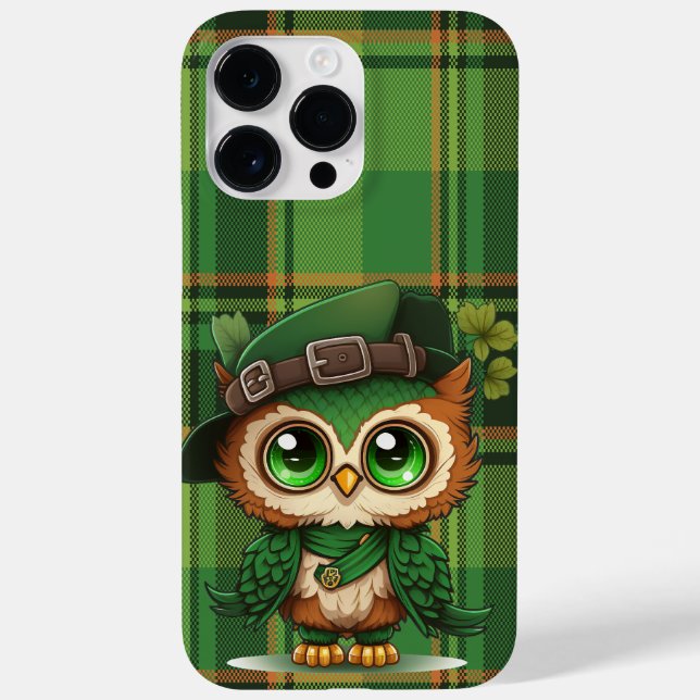 CUTE IRISH OWL WITH GREEN PLAID PATTERN Case-Mate iPhone CASE (Back)