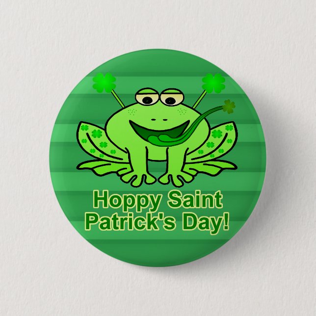 Cute Irish Saint Patrick's Day Frog Button (Front)