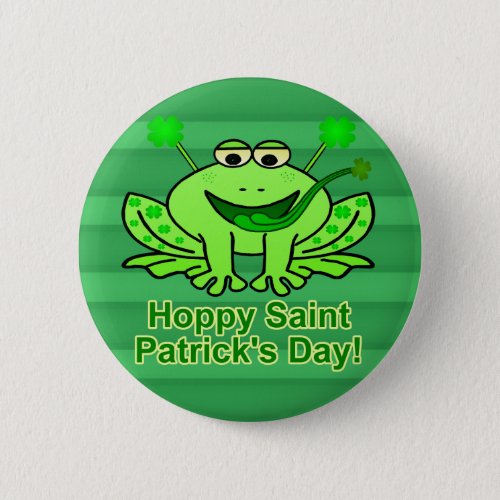 Cute Irish Saint Patricks Day Frog Button