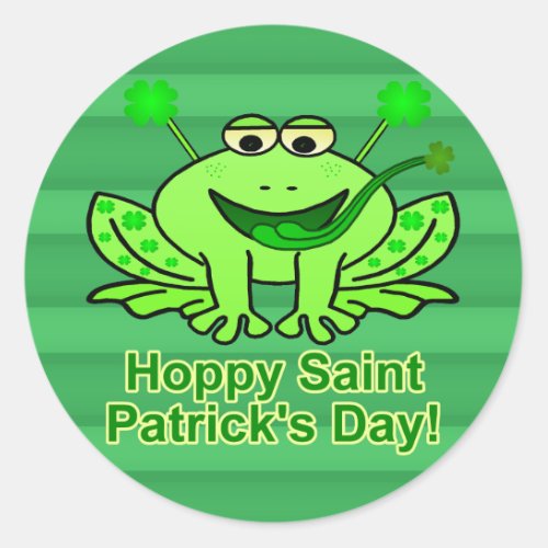 Cute Irish Saint Patricks Day Frog Classic Round Sticker