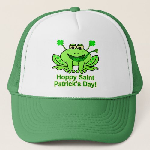 Cute Irish Saint Patricks Day Frog Trucker Hat