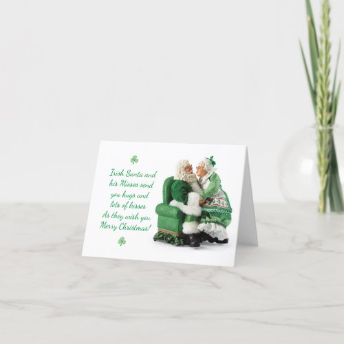 Cute Irish Santa  Misses Claus Christmas Card