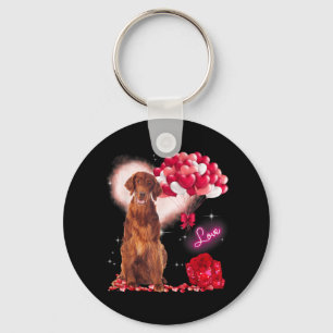 Cute Irish Setter Balloon Heart Valentines Day Val Keychain