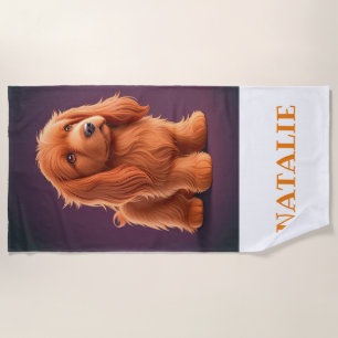 Cute Irish Setter Dog Beach Towel